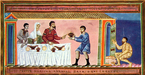 Medieval illumination, The Rich Man and Lazarus